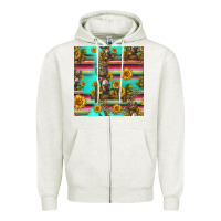 Oatmeal Heather sunflowers donkey seamless pattern Zipper Hoodie - HRA Design Shop