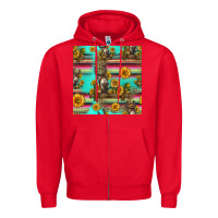 Red sunflowers donkey seamless pattern Zipper Hoodie - HRA Design Shop