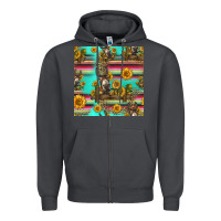 Smoke sunflowers donkey seamless pattern Zipper Hoodie - HRA Design Shop