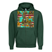 Sports Green sunflowers donkey seamless pattern Zipper Hoodie - HRA Design Shop