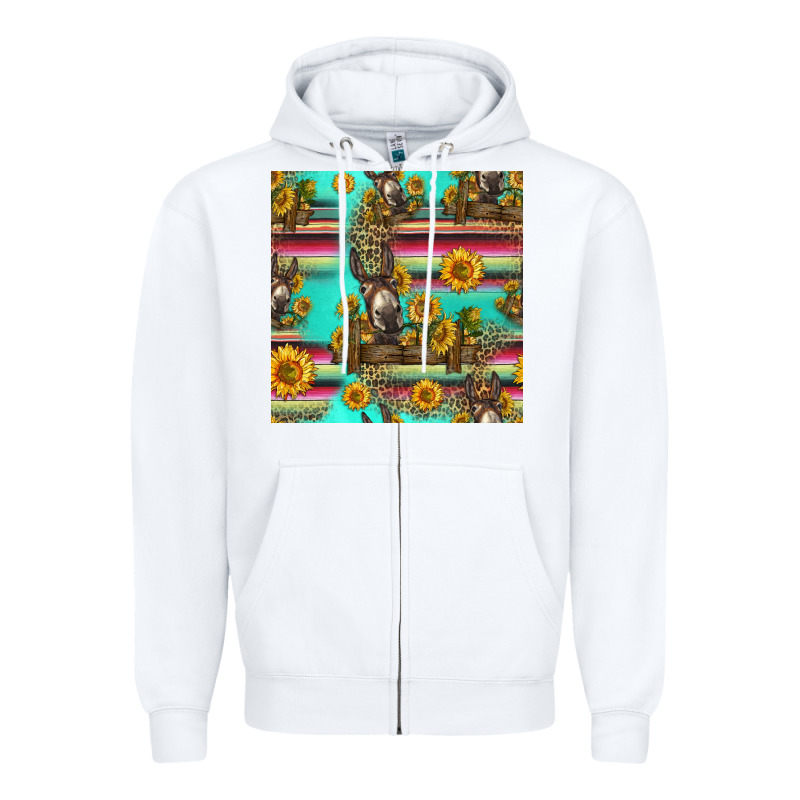 Sunflowers Donkey Seamless Pattern Zipper Hoodie by HRA Design Shop | Teevron