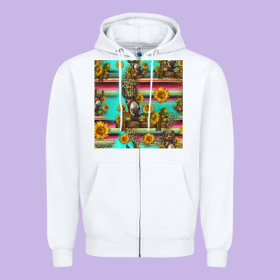 Sunflowers Donkey Seamless Pattern Zipper Hoodie Designed By Hra Design Shop