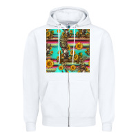 White sunflowers donkey seamless pattern Zipper Hoodie - HRA Design Shop