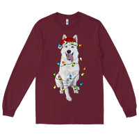 Christmas White Shepherd With Christmas Lights Long Sleeve Tee | Teevron