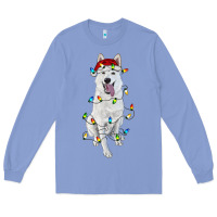 Colony Blue christmas white shepherd with christmas lights Long Sleeve Tee - RanaPortraitStore