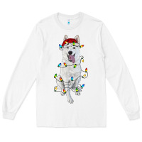White christmas white shepherd with christmas lights Long Sleeve Tee - RanaPortraitStore