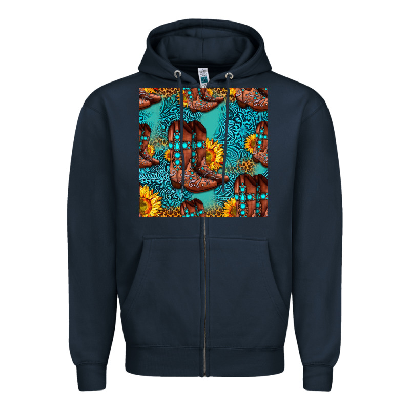 Western Boots Seamless Pattern Zipper Hoodie by HRA Design Shop | Teevron