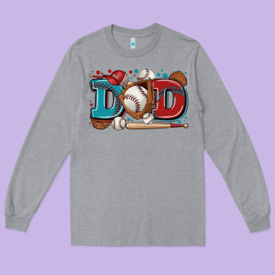Dad Baseball Long Sleeve Tee Designed By Zillion Design Studio