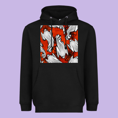 Flying Ghosts Seamless Pattern Heavyweight Hoodie Designed By Bundleandbundleshop