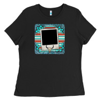 Black gemstone turquoise serape custom photo frame coaster Ladies Tee - BarkalooDesign
