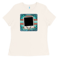 Bone gemstone turquoise serape custom photo frame coaster Ladies Tee - BarkalooDesign