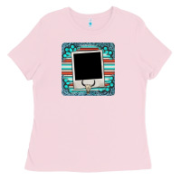 Bubblegum Pink gemstone turquoise serape custom photo frame coaster Ladies Tee - BarkalooDesign