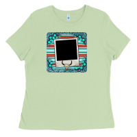 Matcha gemstone turquoise serape custom photo frame coaster Ladies Tee - BarkalooDesign