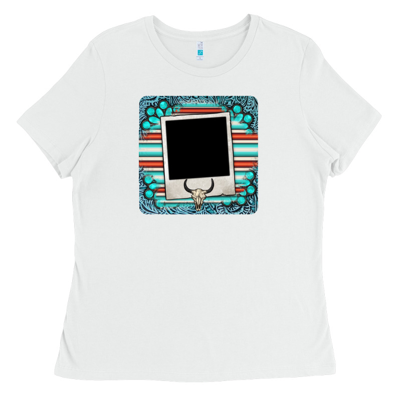 Gemstone Turquoise Serape Custom Photo Frame Coaster Ladies Tee by BarkalooDesign | Teevron