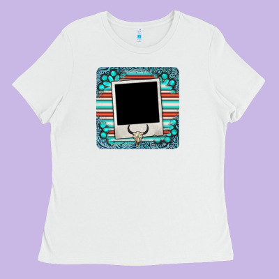 Gemstone Turquoise Serape Custom Photo Frame Coaster Ladies Tee Designed By Barkaloodesign