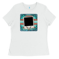 White gemstone turquoise serape custom photo frame coaster Ladies Tee - BarkalooDesign