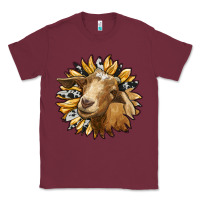 Burgundy sunflower with goat Classic Tee - RanaPortraitStore