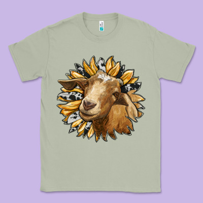 Sunflower With Goat Classic Tee Designed By Ranaportraitstore