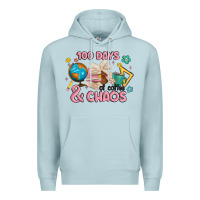 Blue Mist 100 days of coffe and chaos Premium Hoodie - MaliasSmallBusiness