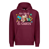 Burgundy 100 days of coffe and chaos Premium Hoodie - MaliasSmallBusiness