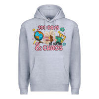 Heather Grey 100 days of coffe and chaos Premium Hoodie - MaliasSmallBusiness