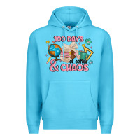Ocean Blue 100 days of coffe and chaos Premium Hoodie - MaliasSmallBusiness