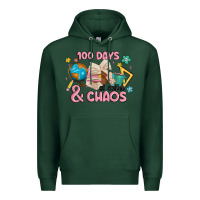 Sports Green 100 days of coffe and chaos Premium Hoodie - MaliasSmallBusiness