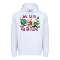 White 100 days of coffe and chaos Premium Hoodie - MaliasSmallBusiness