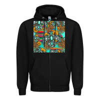 Black western turquoise thunderbird seamless pattern Zipper Hoodie - HRA Design Shop
