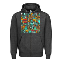 Charcoal Heather western turquoise thunderbird seamless pattern Zipper Hoodie - HRA Design Shop