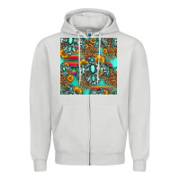 Dove Grey western turquoise thunderbird seamless pattern Zipper Hoodie - HRA Design Shop
