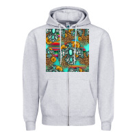 Heather Grey western turquoise thunderbird seamless pattern Zipper Hoodie - HRA Design Shop