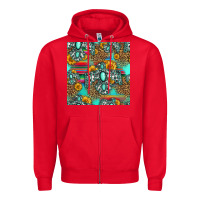 Red western turquoise thunderbird seamless pattern Zipper Hoodie - HRA Design Shop