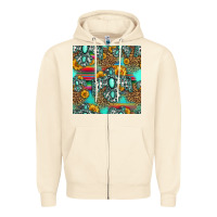Sandshell western turquoise thunderbird seamless pattern Zipper Hoodie - HRA Design Shop