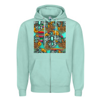 Seafoam western turquoise thunderbird seamless pattern Zipper Hoodie - HRA Design Shop