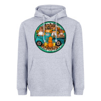 Heather Grey fall gnomes round earrings 3 Heavyweight Hoodie - Artiststas