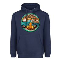 Navy fall gnomes round earrings 3 Heavyweight Hoodie - Artiststas
