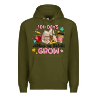 Army Green 100 days of watching my students grow Premium Hoodie - MaliasSmallBusiness