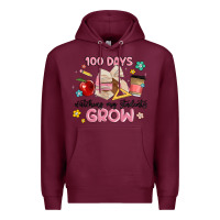 Burgundy 100 days of watching my students grow Premium Hoodie - MaliasSmallBusiness