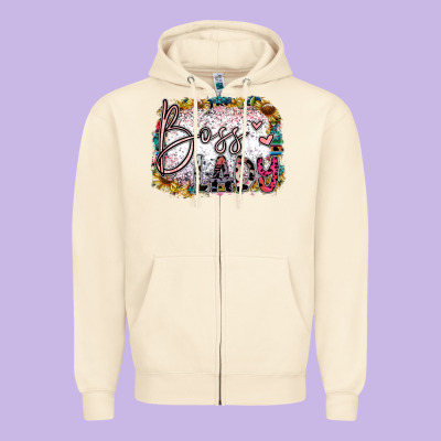Boss Lady Zipper Hoodie Designed By Sublimationcraftshop