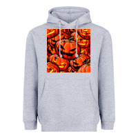 Heather Grey halloween pumpkin seamless pattern Heavyweight Hoodie - BundleAndBundleShop