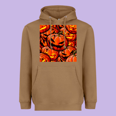 Halloween Pumpkin Seamless Pattern Heavyweight Hoodie Designed By Bundleandbundleshop