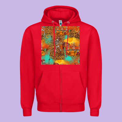 Western Skeleton Seamless Pattern Zipper Hoodie Designed By Hra Design Shop