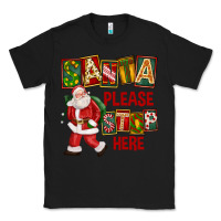 Black Santa Please Stop Here Classic Tee - FaDigitalArtStudio