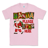 Bubblegum Pink Santa Please Stop Here Classic Tee - FaDigitalArtStudio