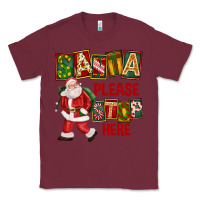 Burgundy Santa Please Stop Here Classic Tee - FaDigitalArtStudio