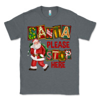 Charcoal Heather Santa Please Stop Here Classic Tee - FaDigitalArtStudio