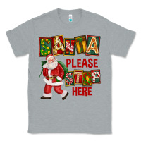 Heather Grey Santa Please Stop Here Classic Tee - FaDigitalArtStudio