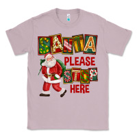 Lilac Santa Please Stop Here Classic Tee - FaDigitalArtStudio