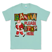 Seafoam Santa Please Stop Here Classic Tee - FaDigitalArtStudio